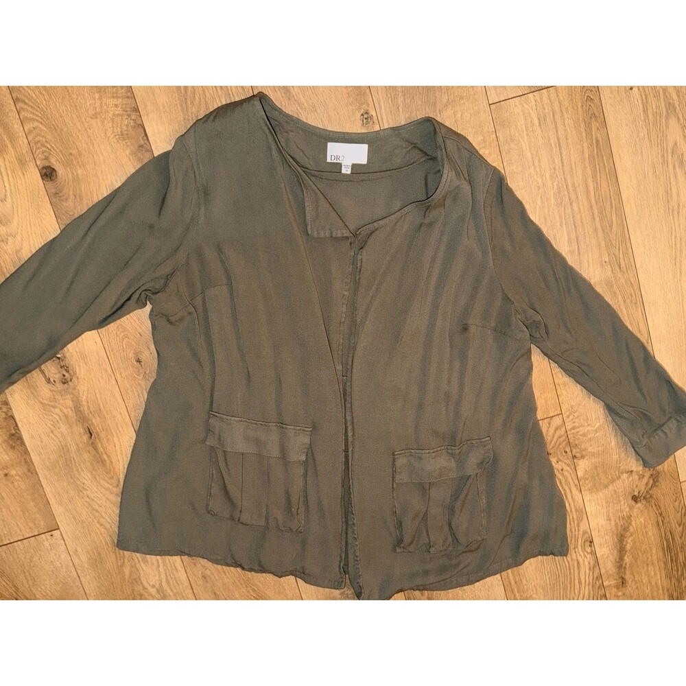 Women’s DR2 Military Green Sweater Open Cardigan Size 1X